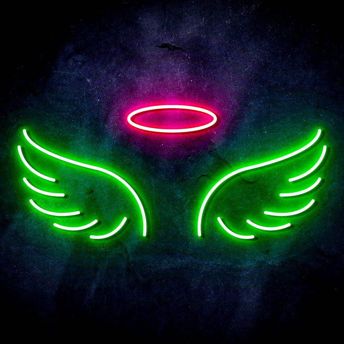 Angel Wings and Halo Ultra-Bright LED Sign with Remote (Neon-Style, LED Technology) - Way Up Gifts