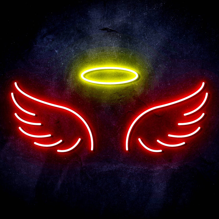 Angel Wings and Halo Ultra-Bright LED Sign with Remote (Neon-Style, LED Technology) - Way Up Gifts