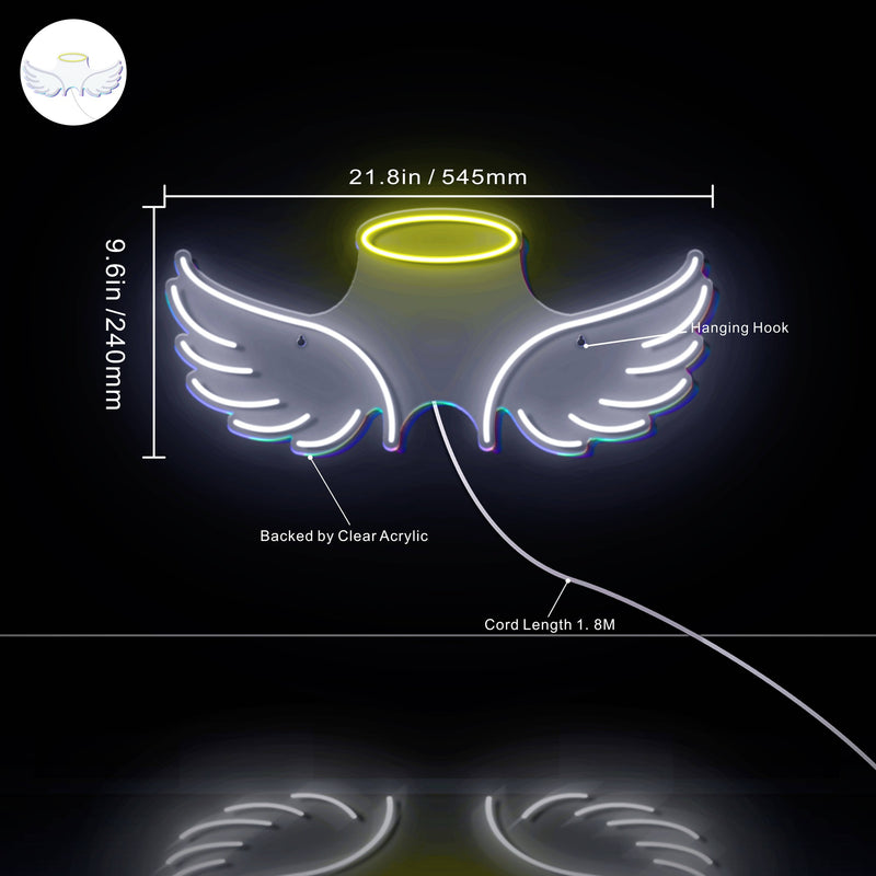 Angel Wings and Halo Ultra-Bright LED Sign with Remote (Neon-Style, LED Technology) - LED Gift Works