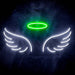 Angel Wings and Halo Ultra-Bright LED Sign with Remote (Neon-Style, LED Technology) - Way Up Gifts