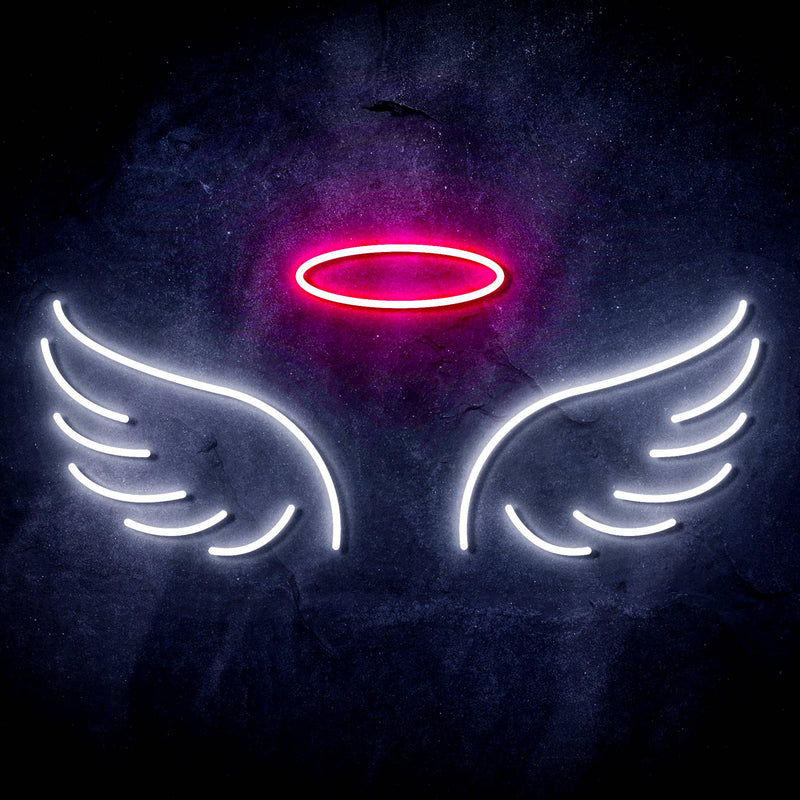 Angel Wings and Halo Ultra-Bright LED Sign with Remote (Neon-Style, LED Technology) - LED Gift Works