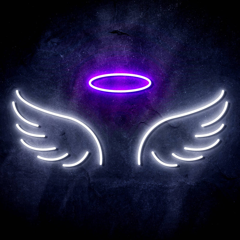Angel Wings and Halo Ultra-Bright LED Sign with Remote (Neon-Style, LED Technology) - LED Gift Works
