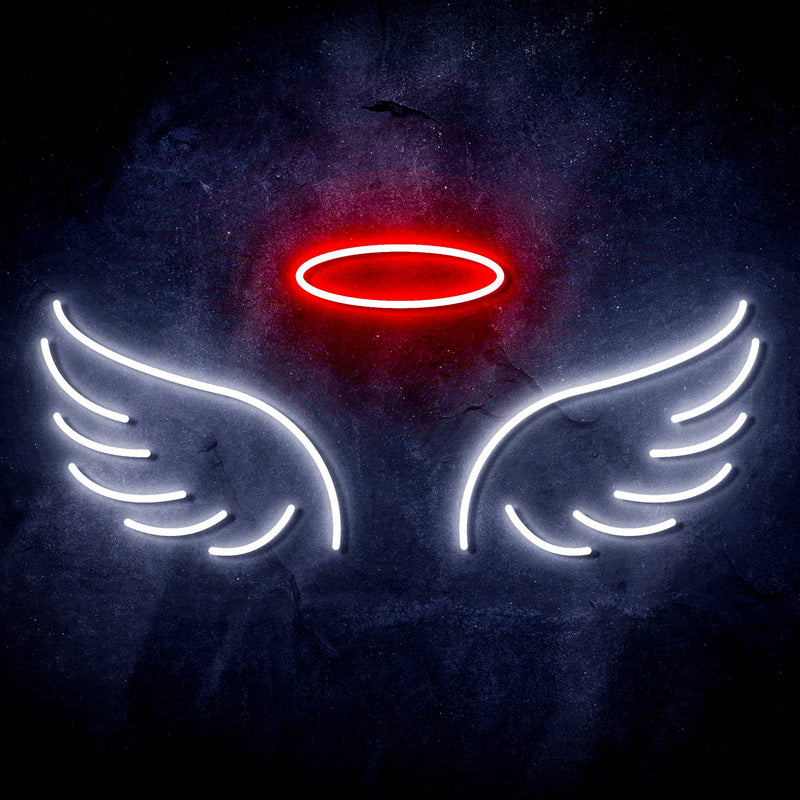 Angel Wings and Halo Ultra-Bright LED Sign with Remote (Neon-Style, LED Technology) - LED Gift Works