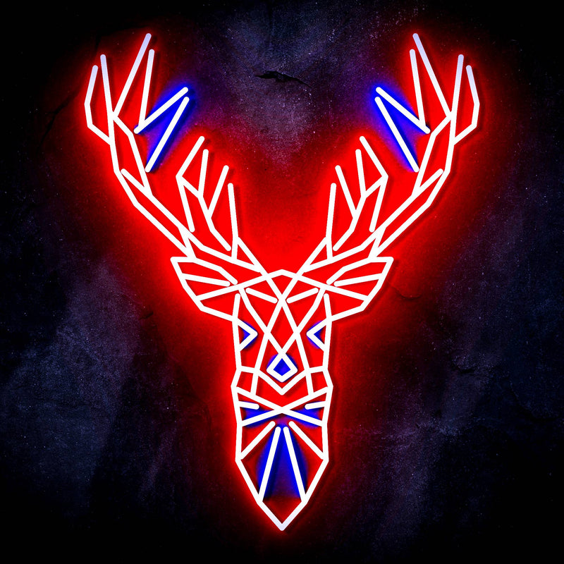 Origami Deer Head Cabin Hunting Ultra-Bright LED Sign with Remote (Neon-Style, LED Technology) - LED Gift Works
