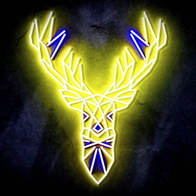Origami Deer Head Cabin Hunting Ultra-Bright LED Sign with Remote (Neon-Style, LED Technology) - LED Gift Works