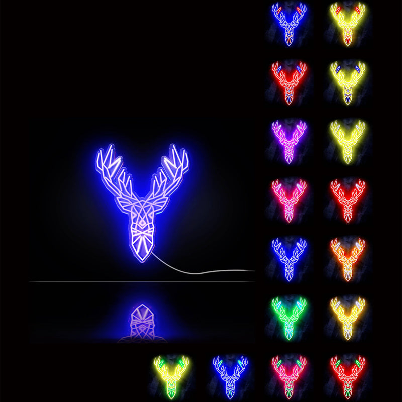 Origami Deer Head Cabin Hunting Ultra-Bright LED Sign with Remote (Neon-Style, LED Technology) - LED Gift Works