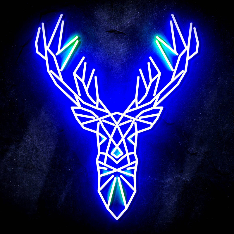 Origami Deer Head Cabin Hunting Ultra-Bright LED Sign with Remote (Neon-Style, LED Technology) - LED Gift Works