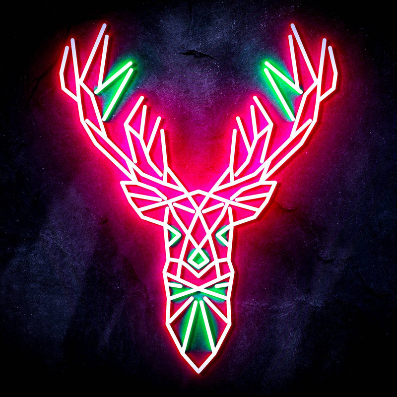 Origami Deer Head Cabin Hunting Ultra-Bright LED Sign with Remote (Neon-Style, LED Technology) - LED Gift Works