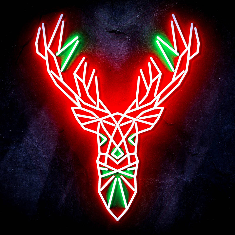 Origami Deer Head Cabin Hunting Ultra-Bright LED Sign with Remote (Neon-Style, LED Technology) - LED Gift Works