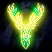 Origami Deer Head Cabin Hunting Ultra-Bright LED Sign with Remote (Neon-Style, LED Technology) - LED Gift Works