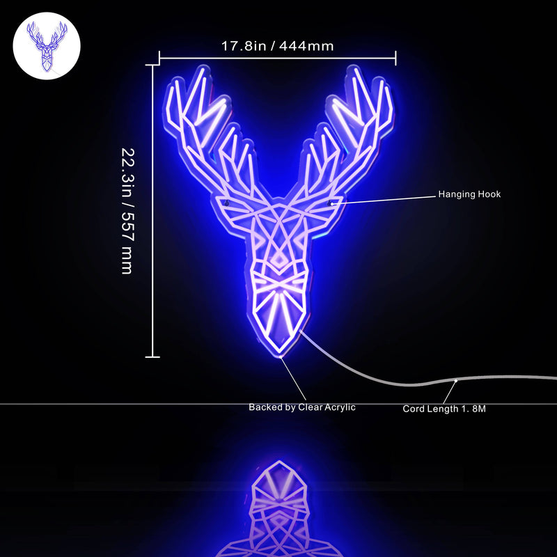 Origami Deer Head Cabin Hunting Ultra-Bright LED Sign with Remote (Neon-Style, LED Technology) - LED Gift Works