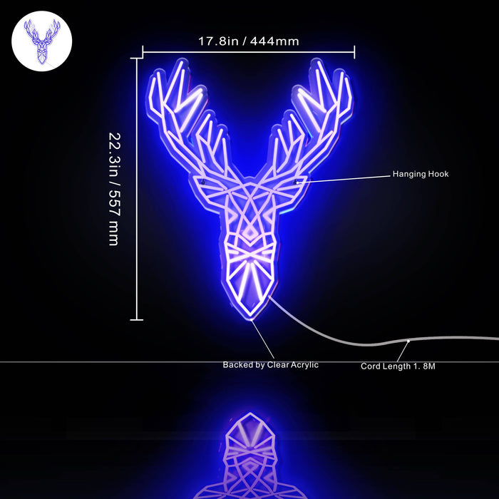 Origami Deer Head Cabin Hunting Ultra-Bright LED Sign with Remote (Neon-Style, LED Technology) - Way Up Gifts