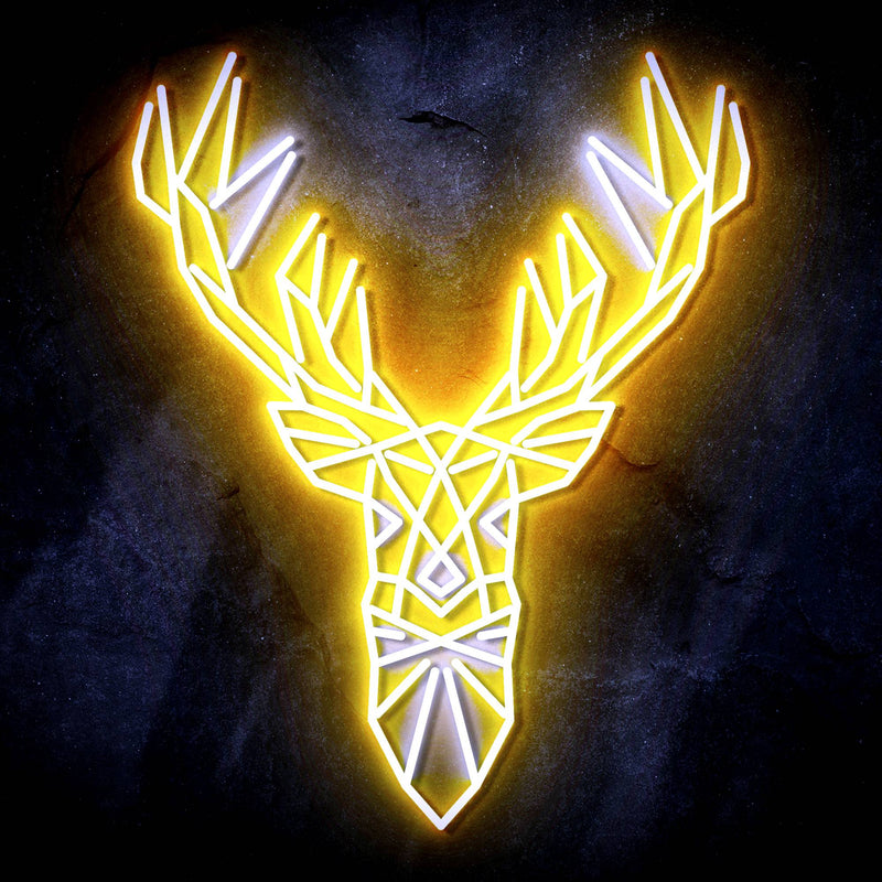 Origami Deer Head Cabin Hunting Ultra-Bright LED Sign with Remote (Neon-Style, LED Technology) - LED Gift Works