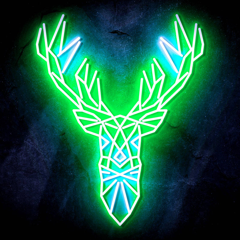 Origami Deer Head Cabin Hunting Ultra-Bright LED Sign with Remote (Neon-Style, LED Technology) - LED Gift Works