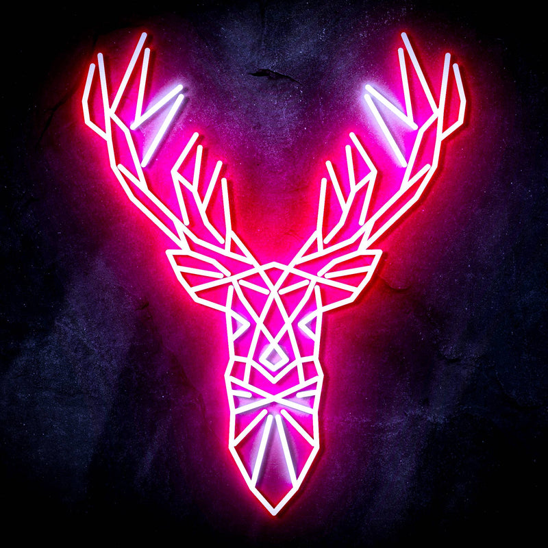 Origami Deer Head Cabin Hunting Ultra-Bright LED Sign with Remote (Neon-Style, LED Technology) - LED Gift Works