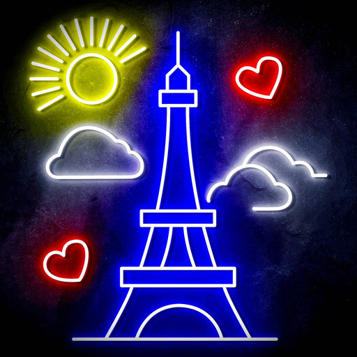 Paris France The Eiffel Tower Ultra-Bright LED Sign with Remote (Neon-Style, LED Technology) - Way Up Gifts