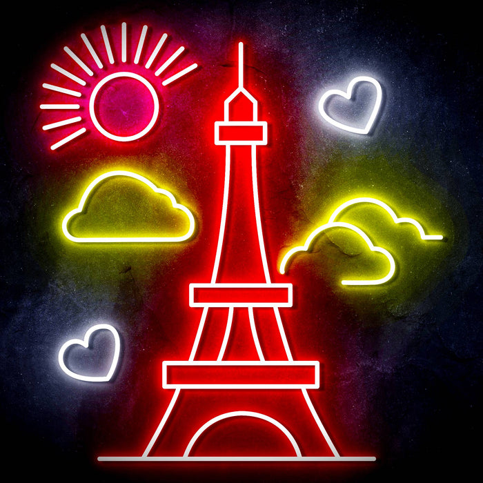 Paris France The Eiffel Tower Ultra-Bright LED Sign with Remote (Neon-Style, LED Technology) - Way Up Gifts
