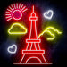 Paris France The Eiffel Tower Ultra-Bright LED Sign with Remote (Neon-Style, LED Technology) - Way Up Gifts