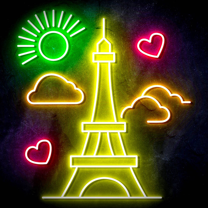 Paris France The Eiffel Tower Ultra-Bright LED Sign with Remote (Neon-Style, LED Technology) - Way Up Gifts