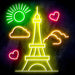 Paris France The Eiffel Tower Ultra-Bright LED Sign with Remote (Neon-Style, LED Technology) - Way Up Gifts