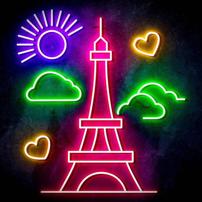 Paris France The Eiffel Tower Ultra-Bright LED Sign with Remote (Neon-Style, LED Technology) - Way Up Gifts