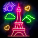 Paris France The Eiffel Tower Ultra-Bright LED Sign with Remote (Neon-Style, LED Technology) - Way Up Gifts