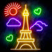 Paris France The Eiffel Tower Ultra-Bright LED Sign with Remote (Neon-Style, LED Technology) - Way Up Gifts