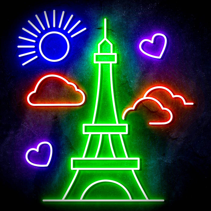 Paris France The Eiffel Tower Ultra-Bright LED Sign with Remote (Neon-Style, LED Technology) - Way Up Gifts