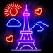 Paris France The Eiffel Tower Ultra-Bright LED Sign with Remote (Neon-Style, LED Technology) - Way Up Gifts