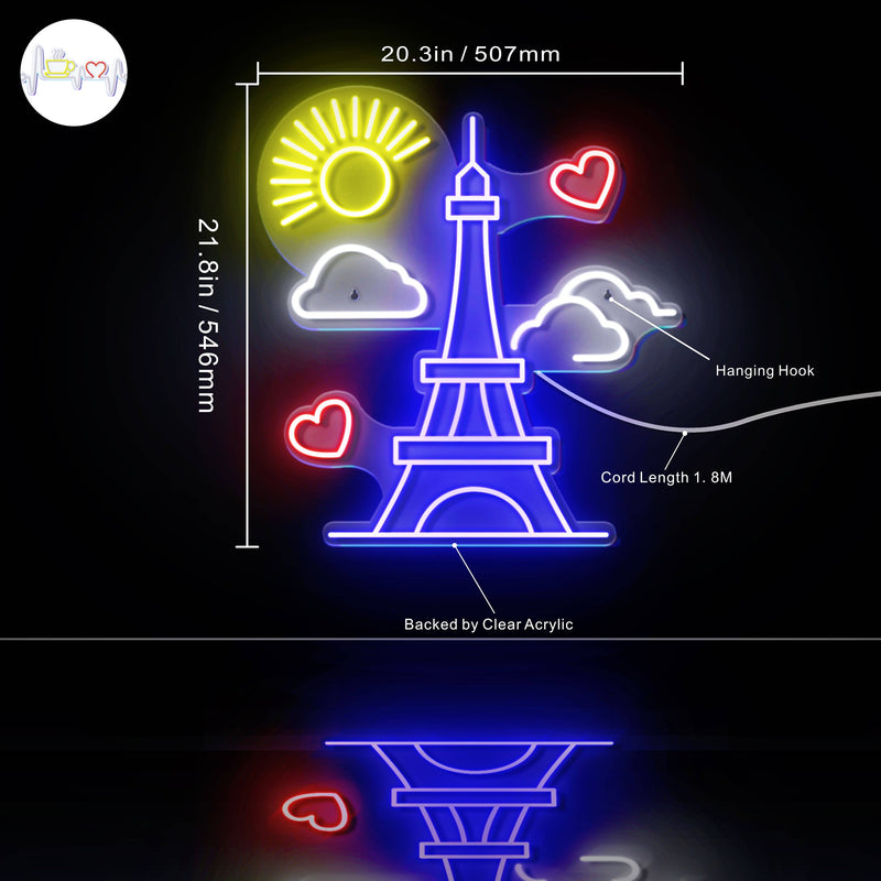 Paris France The Eiffel Tower Ultra-Bright LED Sign with Remote (Neon-Style, LED Technology) - LED Gift Works