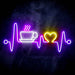 Heartbeat with Coffee and Heart Ultra-Bright LED Sign with Remote (Neon-Style, LED Technology) - Way Up Gifts