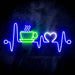 Heartbeat with Coffee and Heart Ultra-Bright LED Sign with Remote (Neon-Style, LED Technology) - Way Up Gifts