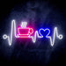 Heartbeat with Coffee and Heart Ultra-Bright LED Sign with Remote (Neon-Style, LED Technology) - Way Up Gifts
