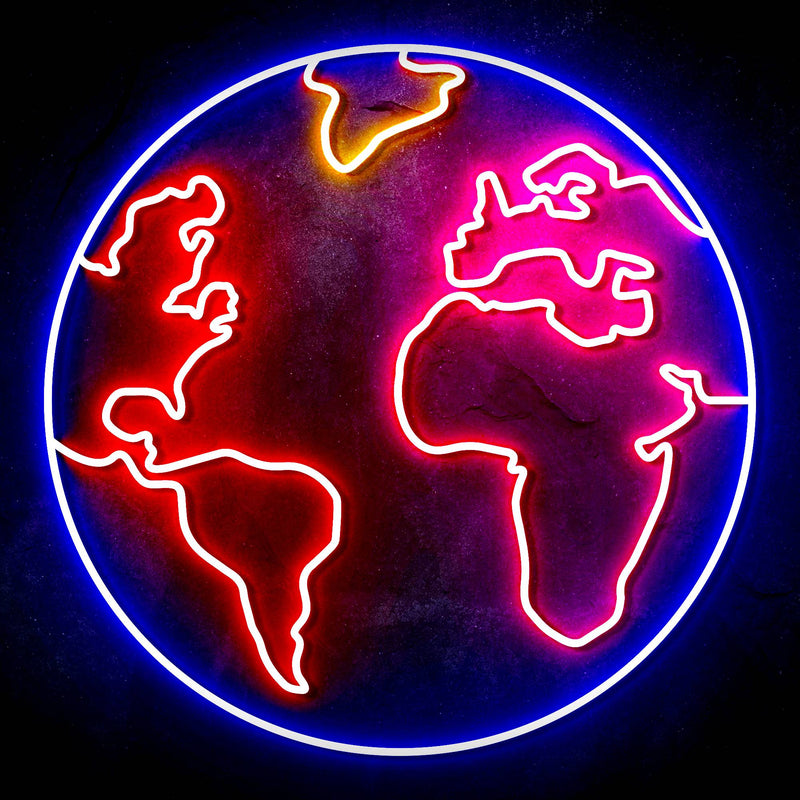 Earth Globe Ultra-Bright LED Sign with Remote (Neon-Style, LED Technology) - LED Gift Works
