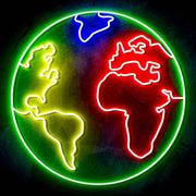 Earth Globe Ultra-Bright LED Sign with Remote (Neon-Style, LED Technology) - LED Gift Works