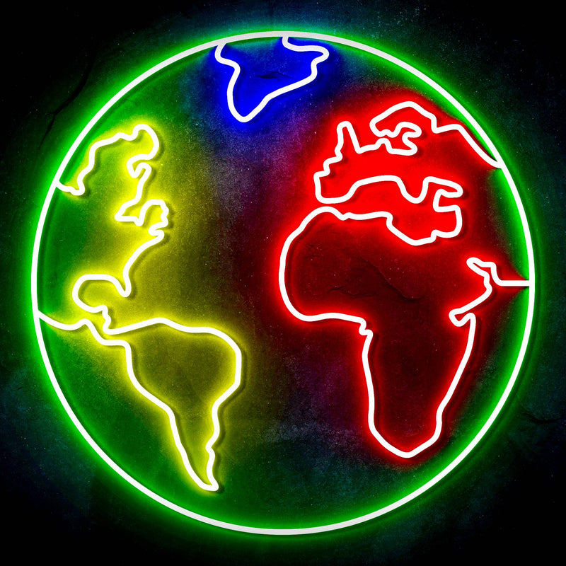 Earth Globe Ultra-Bright LED Sign with Remote (Neon-Style, LED Technology) - LED Gift Works
