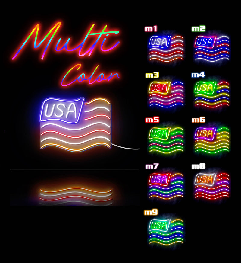 USA Flag Ultra-Bright LED Sign with Remote (Neon-Style, LED Technology) - LED Gift Works