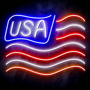 USA Flag Ultra-Bright LED Sign with Remote (Neon-Style, LED Technology) - LED Gift Works
