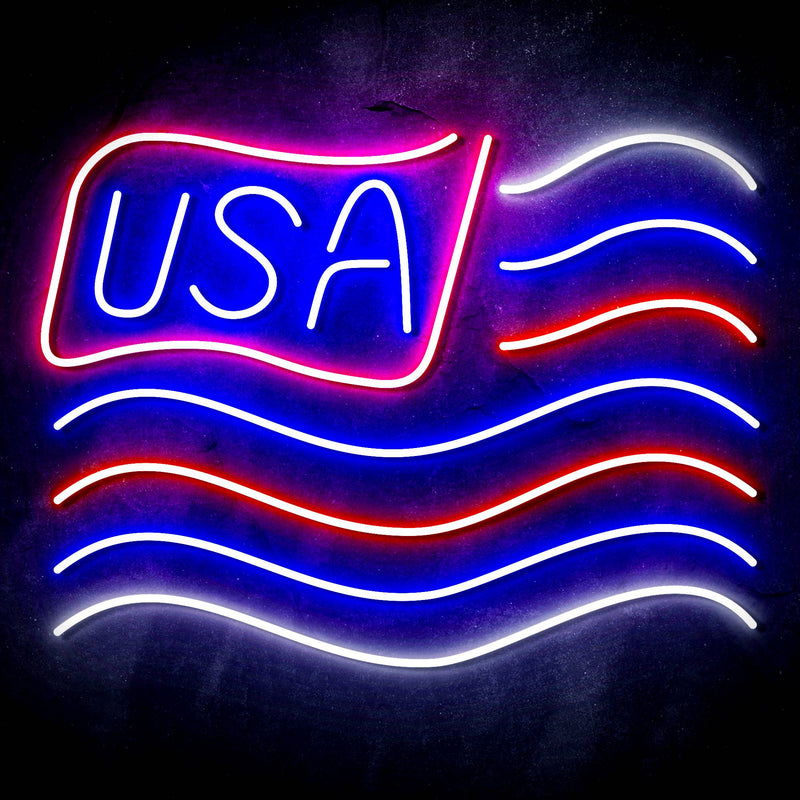 USA Flag Ultra-Bright LED Sign with Remote (Neon-Style, LED Technology) - LED Gift Works