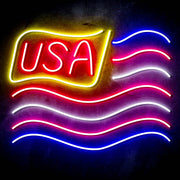 USA Flag Ultra-Bright LED Sign with Remote (Neon-Style, LED Technology) - LED Gift Works