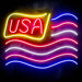 USA Flag Ultra-Bright LED Sign with Remote (Neon-Style, LED Technology) - Way Up Gifts