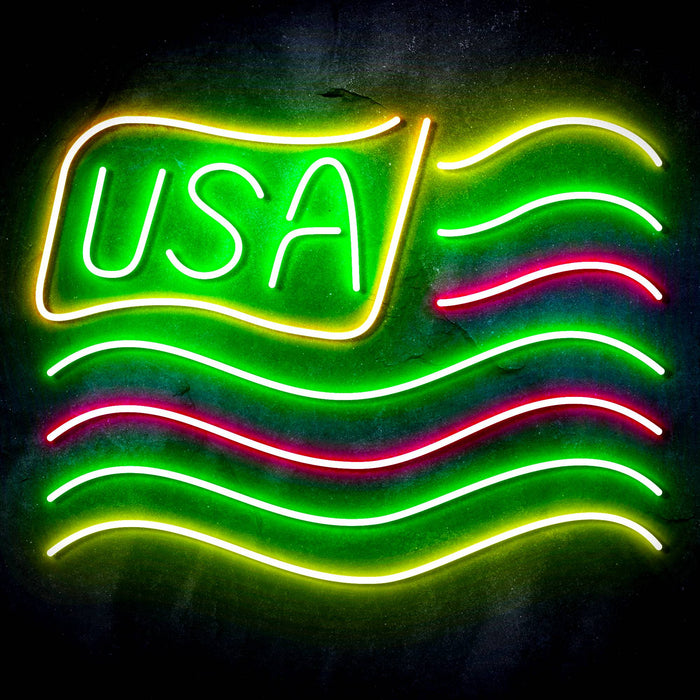 USA Flag Ultra-Bright LED Sign with Remote (Neon-Style, LED Technology) - Way Up Gifts