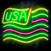 USA Flag Ultra-Bright LED Sign with Remote (Neon-Style, LED Technology) - Way Up Gifts