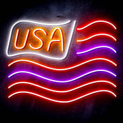 USA Flag Ultra-Bright LED Sign with Remote (Neon-Style, LED Technology) - LED Gift Works
