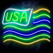 USA Flag Ultra-Bright LED Sign with Remote (Neon-Style, LED Technology) - LED Gift Works