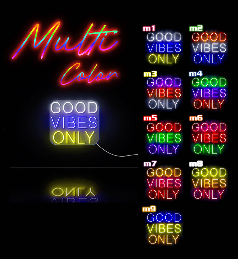 Good Vibes Only Ultra-Bright LED Sign with Remote (Neon-Style, LED Technology) - LED Gift Works
