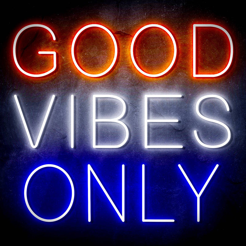 Good Vibes Only Ultra-Bright LED Sign with Remote (Neon-Style, LED Technology) - LED Gift Works