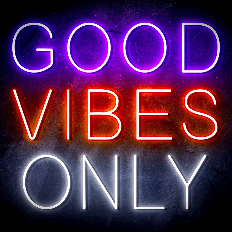 Good Vibes Only Ultra-Bright LED Sign with Remote (Neon-Style, LED Technology) - LED Gift Works