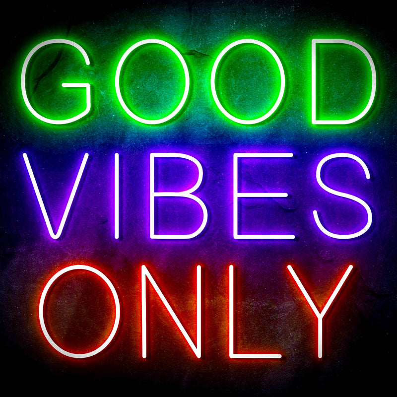 Good Vibes Only Ultra-Bright LED Sign with Remote (Neon-Style, LED Technology) - LED Gift Works