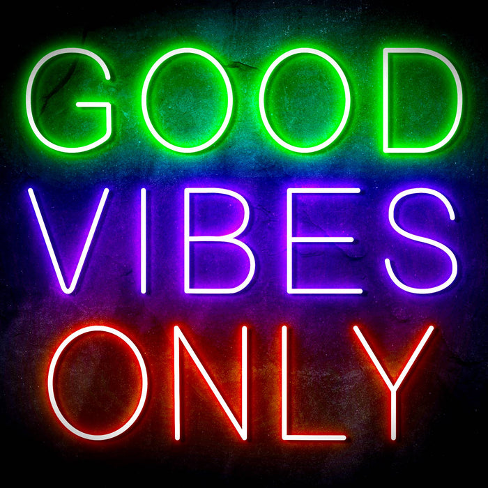 Good Vibes Only Ultra-Bright LED Sign with Remote (Neon-Style, LED Technology) - Way Up Gifts
